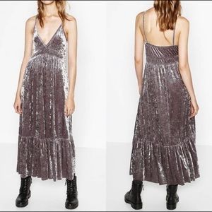 ZARA silver velvet maxi dress Small